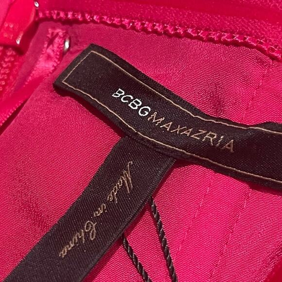 NWT BCBGMAXAZRIA Pink Begonia Sateen Floral Strapless Cocktail Dress Size 12 - Picture 5 of 7